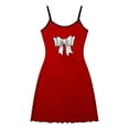 thumbnail image 4 of Blmnix Short Nightgowns Nightgowns for Women Cute Nightgowns Chemises Chemise Red Sleeveless Crew Neck Above-the-Knee Oversized Sleep Shirts for Women, 4 of 5