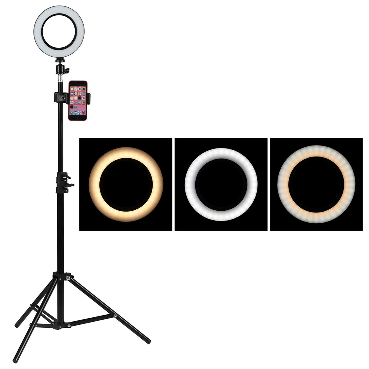 Liphom 6.3inch LED Selfie Ring Light with Tripod Stand&Cell Phone Holder For Makeup Live Stream
