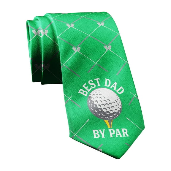 Best Dad By Par Necktie Funny Neckties for Men Cool Golfing Tie Golf Novelty Ties for Men