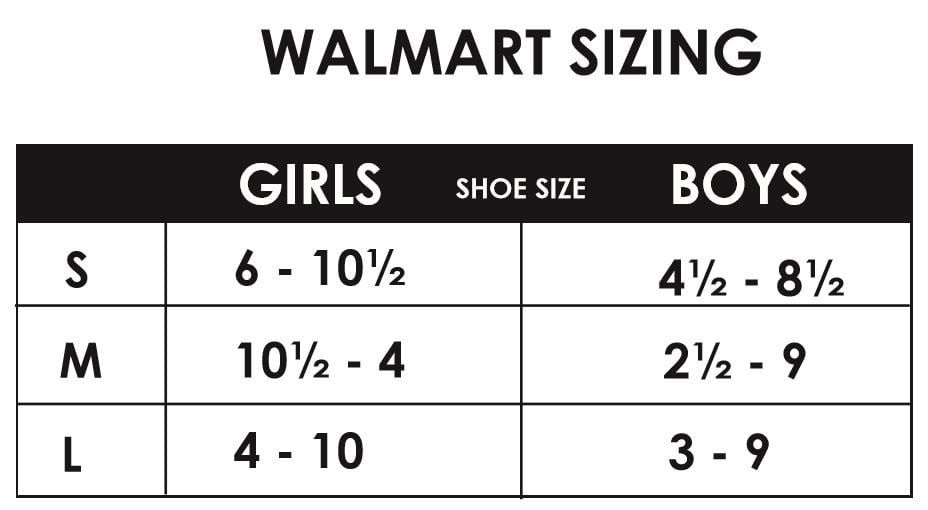 Walmart Size Chart Boys