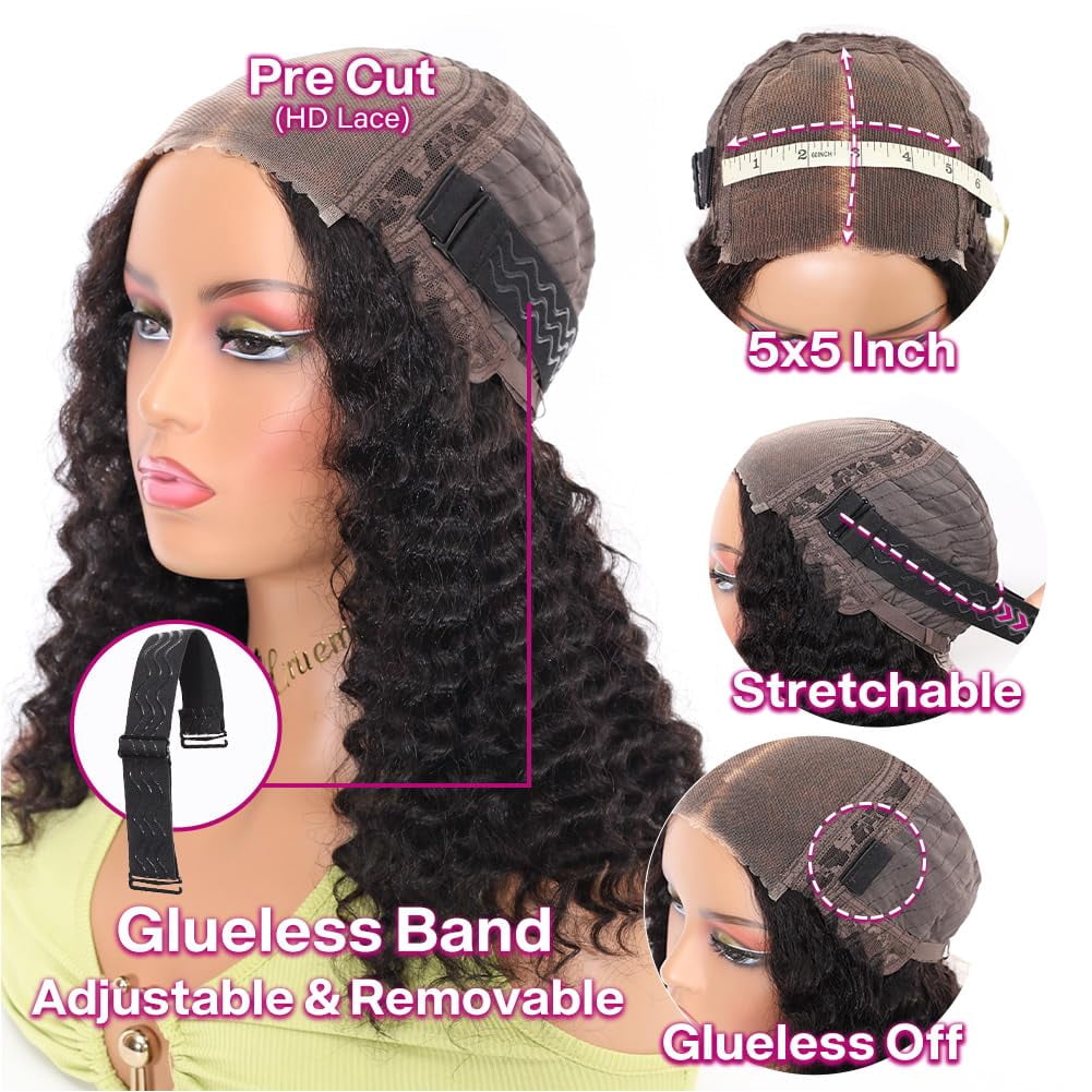 Curly Bob Wig Synthetic Wig Deep Wave 13x6 HD Lace Front Wigs For Black Women Hair Pre Plucked Wear And Go Glueless Short Wet And Wavy Chocolate Brown 12 Inch