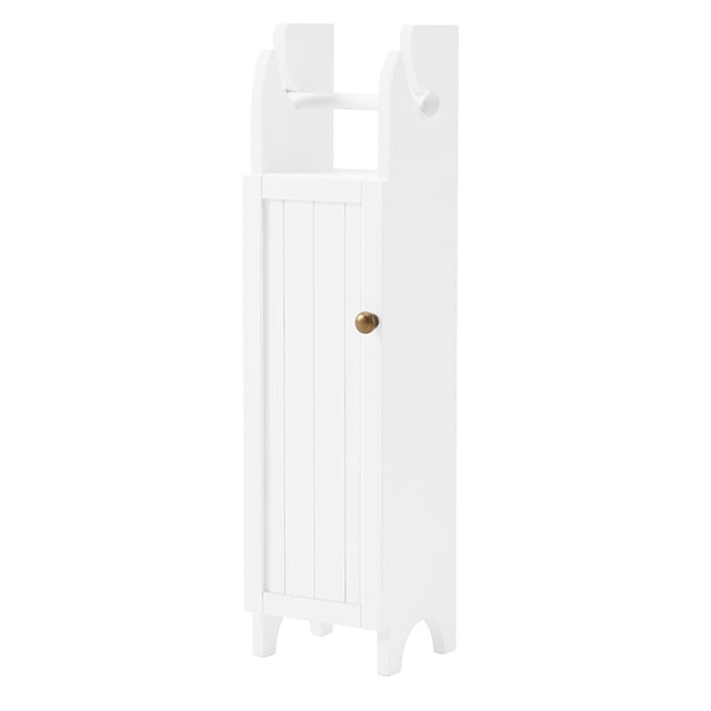Armoire de Rangement Deluxe en Bois Blanc avec Distributeur de Papier Toilette