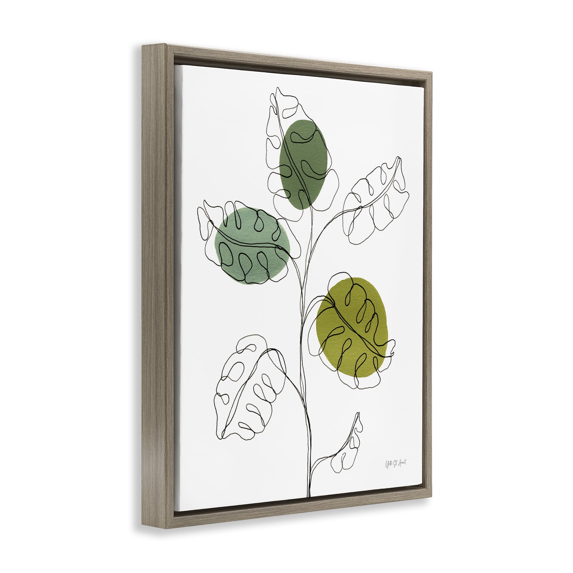 Stupell Industries Modern Garden Leaves Botanical & Floral Painting Brown Floater Framed Art Print Wall Art, 17 x 21