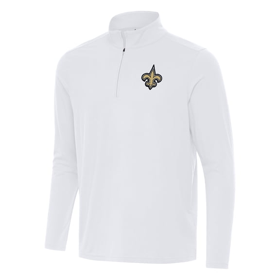 Men's Antigua White New Orleans Saints Intent Quarter-Zip Pullover Top