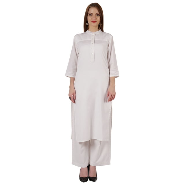 Bimba Robe Indienne Traditionnelle Unie pour Femmes Kurta et Pantalon Palazzo Ensemble
