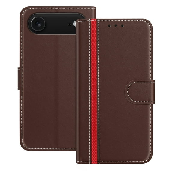 for iPhone Air Wallet Case, Fashion PU Leather TPU Card Slots Cash Pocket Kickstand Full Body Protection Men and Women Shockproof Protective Phone Cover for iPhone Air, Brown