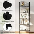 thumbnail image 4 of Tcbosik Ladder Bookshelf 5-Tiers Bookcase Wall-Mounted Storage Display Rack with Metal Frame, Walnut & Black, 4 of 7