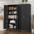 thumbnail image 4 of SteeLoong 75"H Kitchen Pantry Cabinet,Black Metal Storage Cabinet with 2 Door and 4 Adjustable Shelves,cupboard for Livingroom,Pantry, Bathroom, 4 of 7