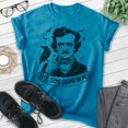 thumbnail image 2 of Poe Some Sugar On Me T-shirt, Unisex Women's Men's Shirt, Funny Edgar Allan Poe Parody Pop Culture, Heather Blue, X-Large, 2 of 6