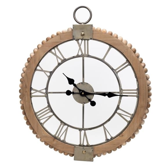Melrose 51790DS 21.75 x 30 in. Wood & Metal Clock, Brown