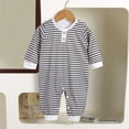 thumbnail image 2 of HAiming Baby Boys Girls Striped Jumpsuit Long Sleeve Button Loose Casual Trendy Snowsuit Fall Winter Outdoors Clothes, 2 of 8