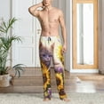 thumbnail image 4 of Bingfone Daisy Sunflower Lazy Cat Mens All Over Print Sleep Pajama Pants-Medium, 4 of 5