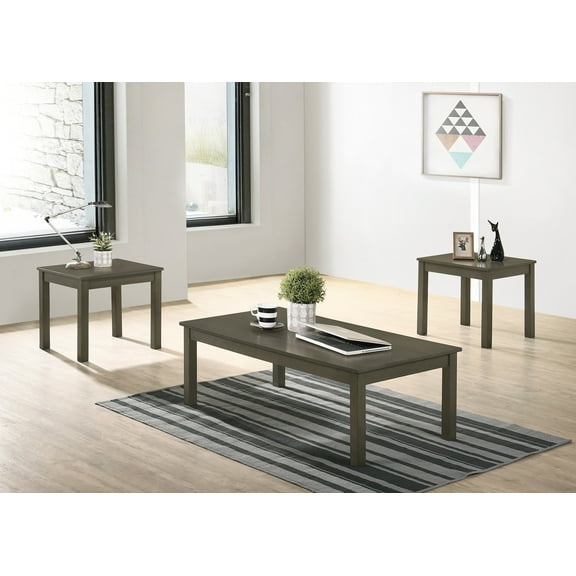 CoSoTower Dark Grey Color Elegant 3pc Coffee Table Set 1X Coffee Table and 2X End Tables Living Room Furniture