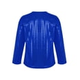 thumbnail image 2 of TSSOE Boys Girls Sparkly Metallic Long Sleeve Loose T-Shirt Jazz Hip Hop Dance Top Performance Costume Dancewear Royal Blue 9-10, 2 of 7