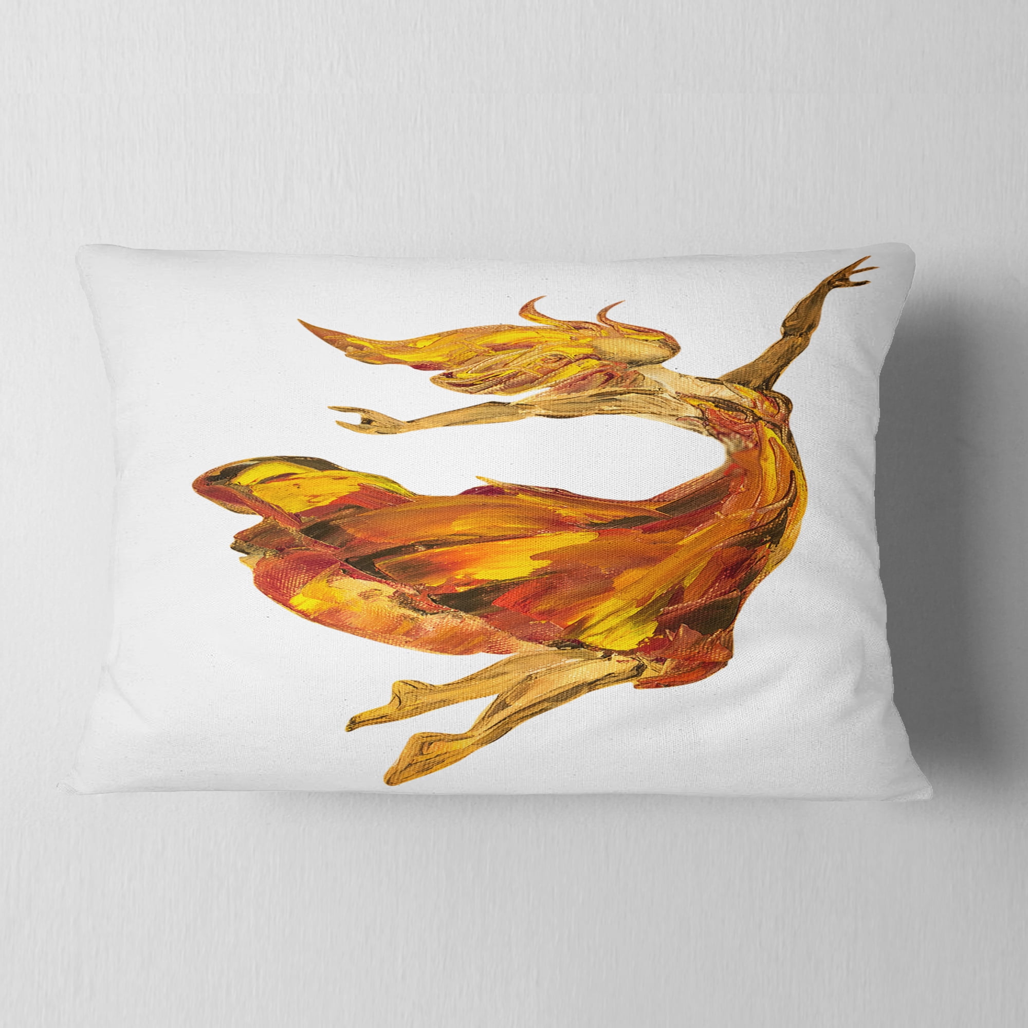 Designart Fire Ballerina - Portrait Throw Pillow - 12x20