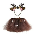thumbnail image 4 of oqasdz Girls Party Outfit Glitter Tutu Dress with Floral Deer Headband for Holiday Celebration Evening Party Wear, 4 of 5