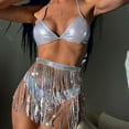 thumbnail image 4 of ZPAQI Women Tassels Bathing Suit 3 Pieces Swimsuit Glitter-Halter Bikinis Rave-Outfits, 4 of 9