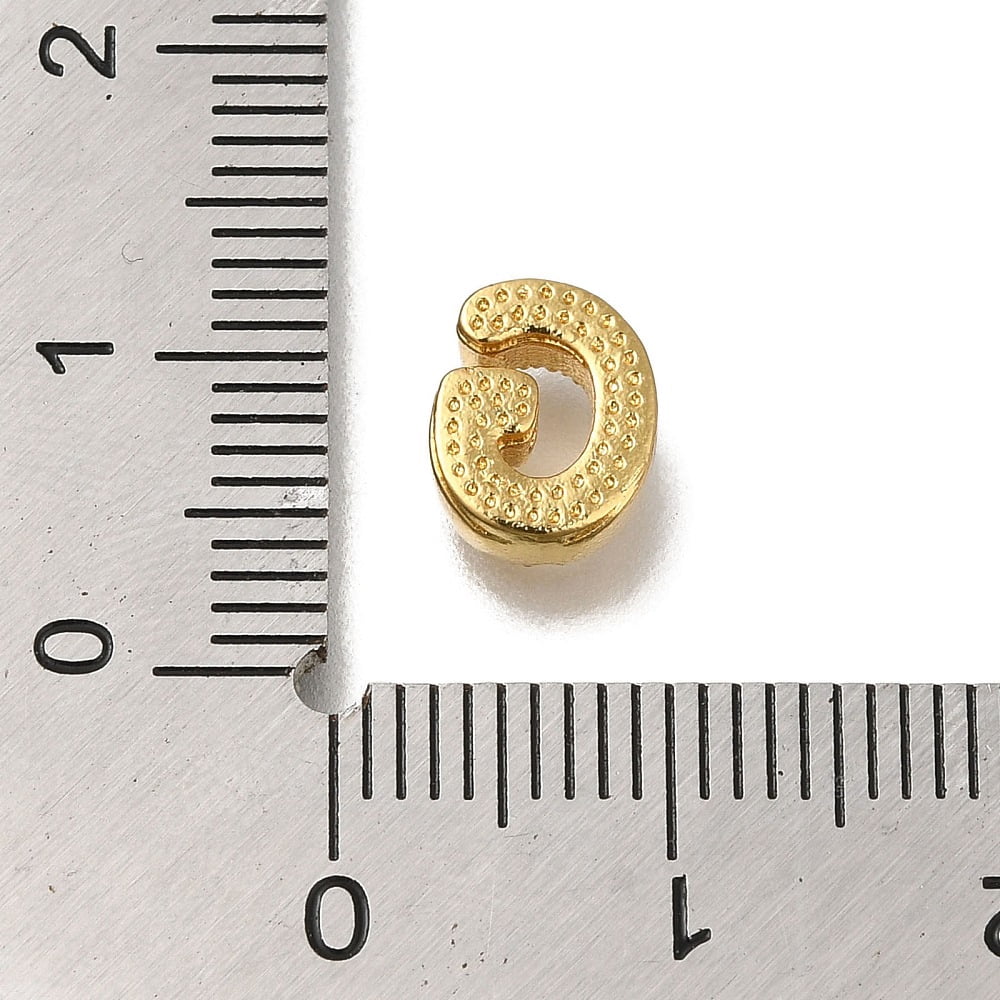 20pcs Rack Plating Brass Micro Pave Clear Cubic Zirconia Beads Long-Lasting Cadmium Free & Lead Free golden Letter G 8x6.5x3mm Hole: 0.8mm