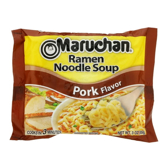 2 Pack - Maruchan Pork Flavor Ramen Noodle Soup - 3 oz Packaging may vary