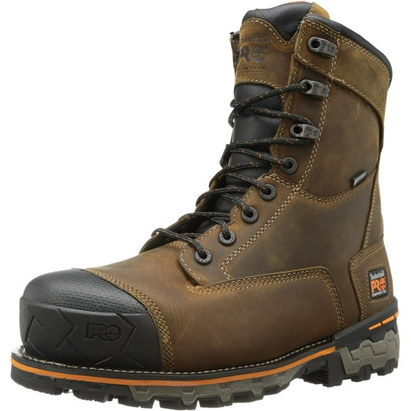 Timberland PRO Bottes de Travail Industrielles Imperméables à Embout Composite Boondock pour Hommes de 8 Pouces, Cuir Brun Huilé Vieilli, 8 W US