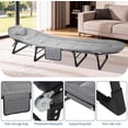 thumbnail image 3 of 79" Portable Folding Bed with Cushion and Pillow, Camping Cot for Adults with Supports 500 Lbs, Lightweight Tent Cot for Patio Beach Indoor Outdoor, Grey, 3 of 8