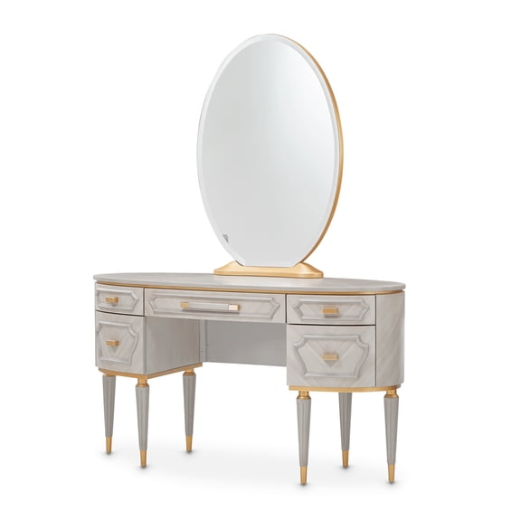 St. Charles Vanity Desk with Mirror - Dove Gray