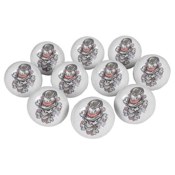 IBA Indianbeautifulart Light Gray Magical Skull 2.5 Inches Furniture Knobs Kids Ceramic Knobs For Cabinets Round Cupboard Pulls