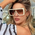 thumbnail image 3 of Luxury One Piece Sunglasses For Women Vintage Oversized Gradient Sun Glasses Men Wide Leg Beige Shades, 3 of 5