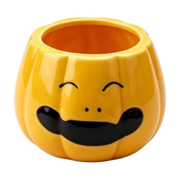 Halloween Ceramic Pumpkin Mug Set of 4 Carved Grinning Face Coffee Cup Fall Decor for Halloween and Fall