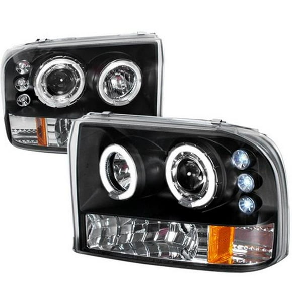 Halo LED Projector Headlights for 99 to 04 Ford F250, Black - 10 x 21 x 27 in.