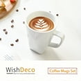 thumbnail image 3 of WishDeco White Coffee Mugs Set of 6, Ceramic Coffee Cups 14 oz, Modern Tea Mugs, Porcelain Tea Cups, Large Mug for Latte, Cappuccino, Milk, Juice, Cocoa, Square Bottom, Microwave and Dishwasher Safe, 3 of 10