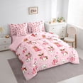 thumbnail image 2 of Homewish Chic Pet Dog 7-Piece Twin Bedding,Cartoon Animal Bedding Comforter Set,Pink,Pink Reversible, 2 of 8