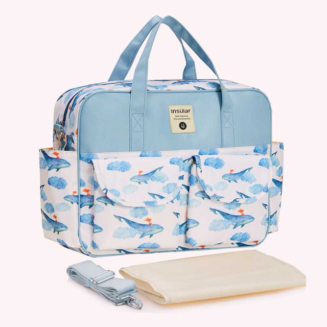 Bolso de Tocador Wdftyju Bolso de Pañales para Bebé Versátil con Cremallera Ballena Azul