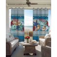 thumbnail image 4 of Blue Starfish Beach Blackout Curtains, Light Blocking Print Window Curtains, Summer Conch Coral Coastal Wood Grain Thermal Insulated Window Drapes for Living Room 2 Panels, 55"W x 39"L, 4 of 9