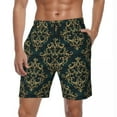 thumbnail image 1 of Baroque Print Board Shorts Summer Blue and Gold Board Short Pants Man Fast Dry Hawaii Printed Large Size Swim Trunks, 1 of 5