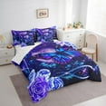 thumbnail image 3 of Homewish Kids Children Flying Butterflies Bedding Comforter Set 7pcs,Chic Floral Flowers Queen Bedding Sets Super Cozy,Bling Starry Sky Glitter Queen Sheet Sets,Ultra Soft Home Decor,Reversible, 3 of 8