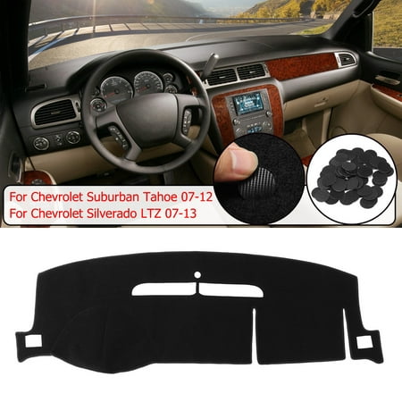 Black Polyester Dash Mat Dashboard Cover Shading Mat Sun Protection Anti-UV And Anti-fog For Chevrolet Suburban Silverado (Best Dashboard Uv Protection)