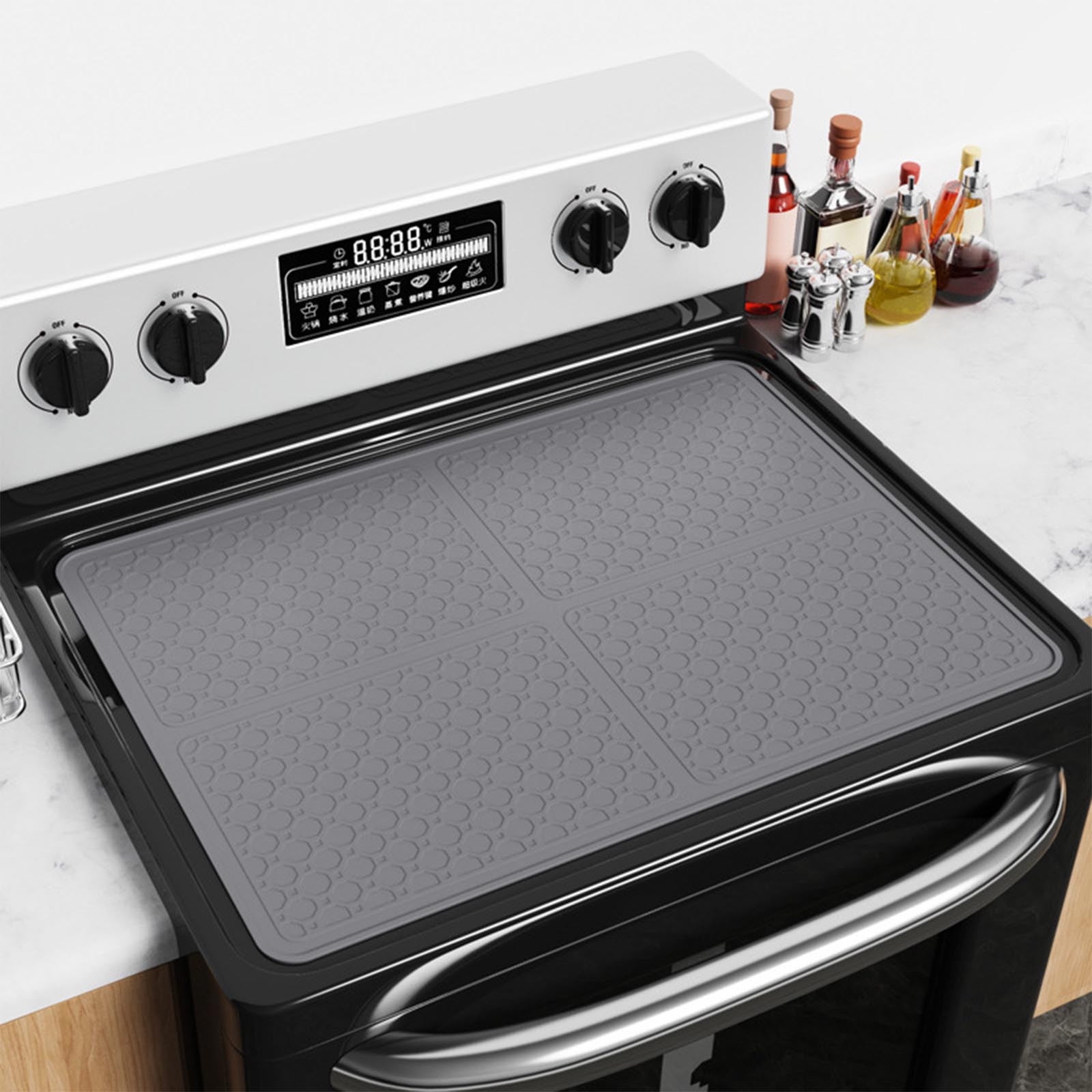 Tunhigl Silicone Electric Stove Cover Heat Resistant Stove Top Protector Glass Cooktop Cover Gray