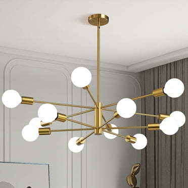 12-Light Gold Chandelier Modern Chandelier Ceiling Light Fixture for Dining Room Over Table Height Adjustable Lighting Fixture Ceiling Hanging for Living Room Kitchen