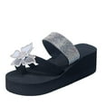 thumbnail image 3 of Women'Womens Rhinestone Flip Flops Ankle Strap Platform Sandals Fashion Sparkle Thong Summer Sandals, 3 of 8