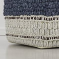 thumbnail image 4 of Simpli Home Grady 18 inch Wide Wool and Cotton Square Pouf Ottoman, Natural and Blue Stripe, 4 of 9