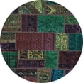 thumbnail image 1 of Ahgly Company Indoor Round Oriental Light Blue Modern Area Rugs, 3' Round, 1 of 4
