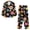 Colorful Retro Floral Pattern, variant on Elastic Fabric Lounge for Vacation Yoga, Notched Lapel Button Front Womens Pjs Sets, Sloth with Bow, Size M