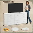 thumbnail image 3 of Dresser for Bedroom with 11 Fabric Drawers, Dresser TV Stand for 50, 55 Inch TV, Chest of Drawers, Entryway, Sturdy Metal Frame & Wood Top (White), 3 of 8