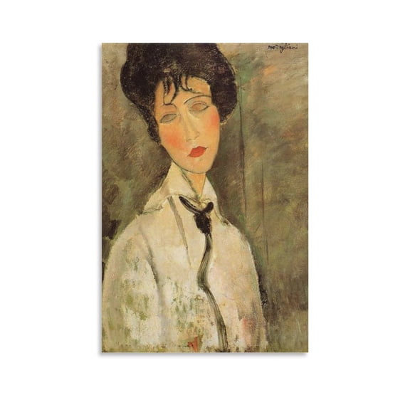 Amedeo Modigliani Print Painting Portrait of A Woman in A Black Tie Posters Art Print Wall Photo Paint Poster Hanging Picture Family Bedroom Decor Gift 20x30inch(50x75cm)