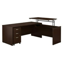 Scranton & Co Furniture 72W Sit to Stand L Shaped Desk Office Set in Cherry
