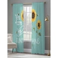 thumbnail image 5 of Sunflowers Semi Sheer Curtains 96 Inch Length 2 Panels Set, Modern Bee You Are My Sunshine Teal Green Sheer Kitchen Curtain Privacy Voile Window Curtain for Living Room Bedroom Rod Pocket Drapes, 5 of 7