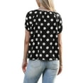 thumbnail image 3 of INSPIRE CHIC Polka Dots Tops for Women's Short Sleeve Crew Neck Summer Casual Lightweight Blouse Shirts XS Black, 3 of 6