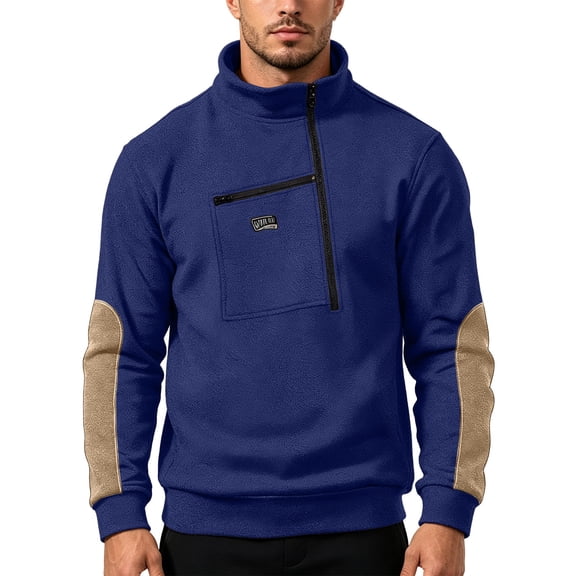Yteetum Men's Fleece Tactical Sweatshirts Long Sleeve Half Zip Up Pullover Hoodless Sweatshirt Fall Winter Loose Comfy Workout Training Sweatshirts