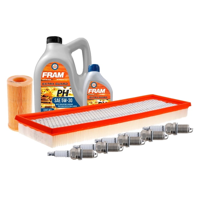 Kit De Afinación Con Aceite 5W30 Mineral, Bujías Cobre, Filtro De Aire Y Filtro De Aceite 9 Piezas Compatible con Volkswagen Golf L5 2.5L DE 2010 A 2014